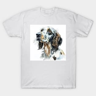 English Setter Dog Watercolor Portrait T-Shirt